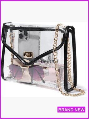 Clear Crossbody Bag Stadium Approved Concert Sports Events Leather Trim
